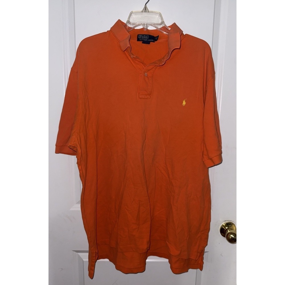 Polo Ralph Lauren Polo Shirt Mens 2XLT Tall Orange Pony Preppy Casual